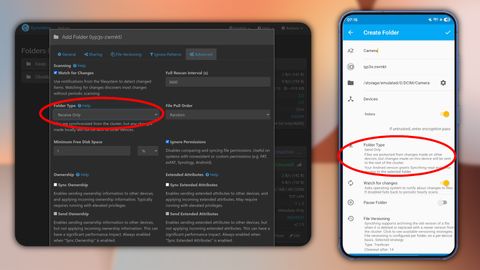 Configuring a folder for backup in Syncthing