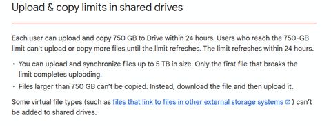 Google Drive's data-transfer limits between the cloud and user devices
