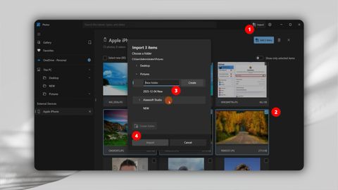 Transferring photos using the Windows Photos app