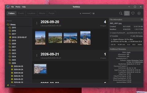 Automatic photo organization in Tonfotos