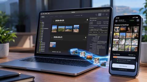 Visualizing the transfer of photos from iPhone to a computer with Tonfotos and TonfotosSync